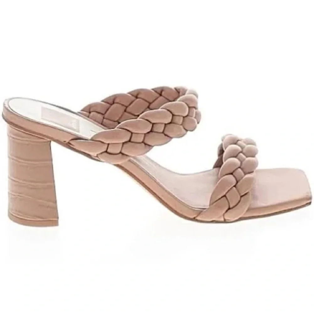 Dolce Vita Tan Braided Heeled Sandals With Chunky Heels